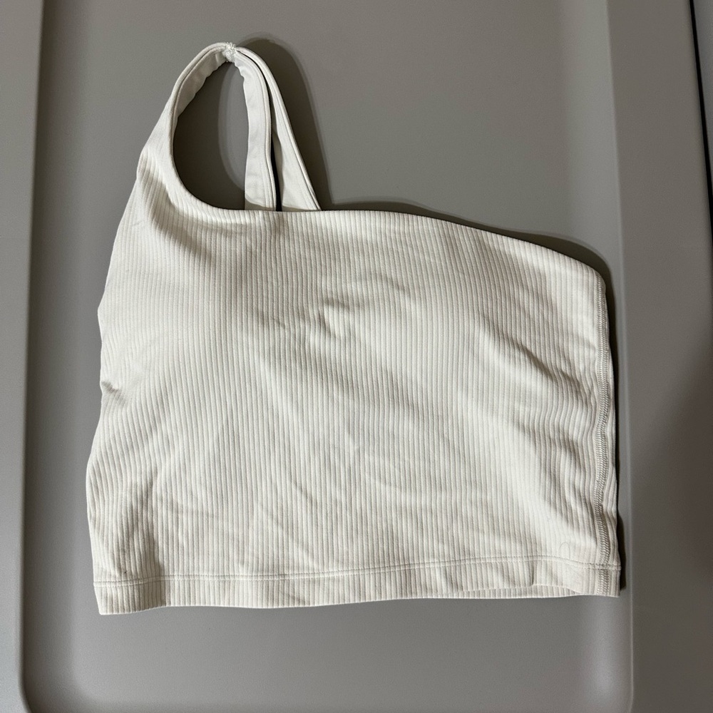 lululemon athletica White Ribbed Align Asymmetrical Crop Top